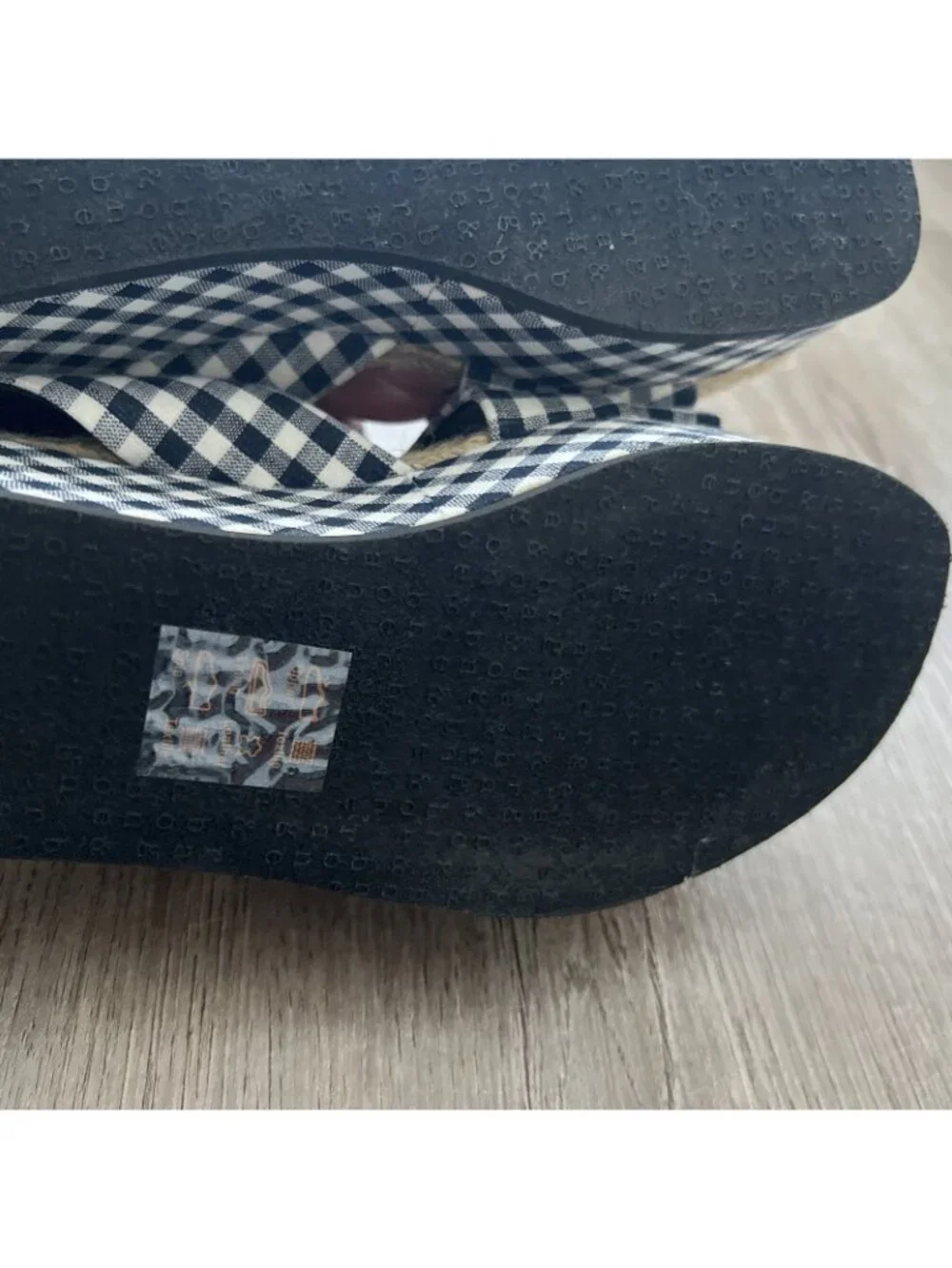 Rag‎ & Bone Megan Gingham Canvas Platform Sandal Navy White Womens 7 EU 37 New